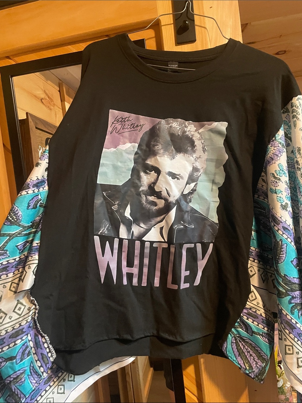 Men's Graphic Sweatshirt - Black with Lavender Print